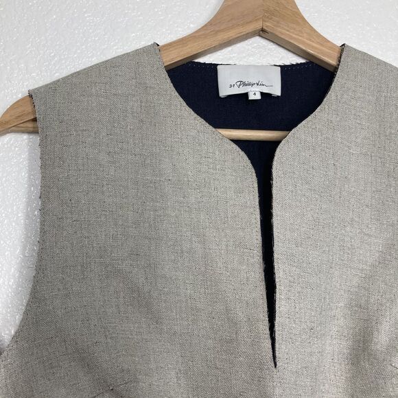 3.1 Phillip Lim Top Womens 4 Gray Peplum Sleeveless Modern Blouse Asymmetrical - Picture 7 of 16